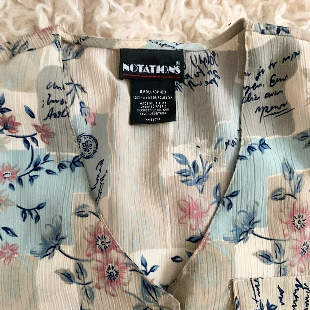 Notations | Vintage Button Down Short Sleeve Flor… - image 4